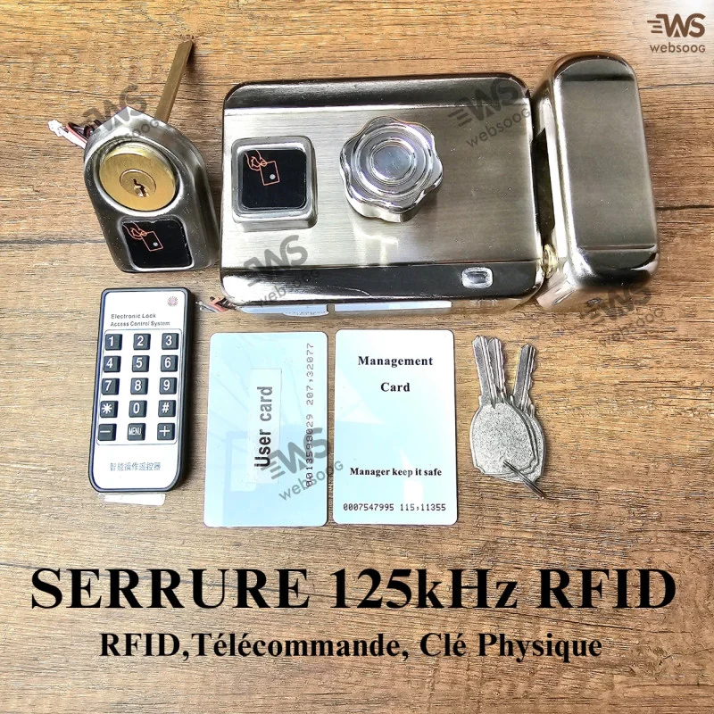 Serrure Électronique RFID 125kHz SE105 avec Télécommande, Carte et Clé Physique Sécurité Polyvalente