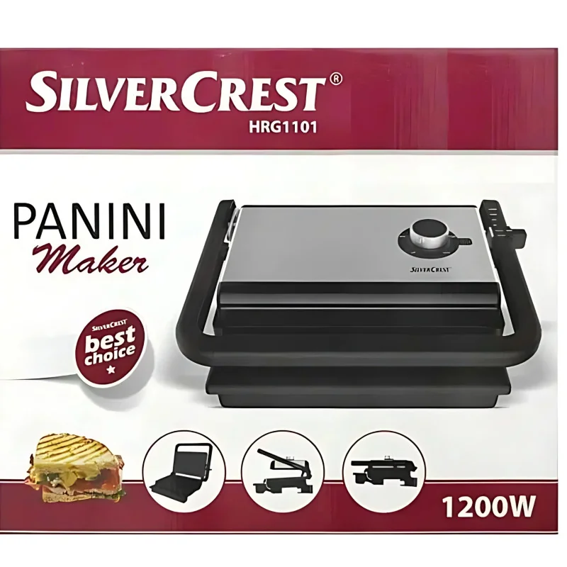 SilverCrest Panini Grill 1200W HRG1101 - Noir/Argent - Presse à Sandwichs Haute Performance