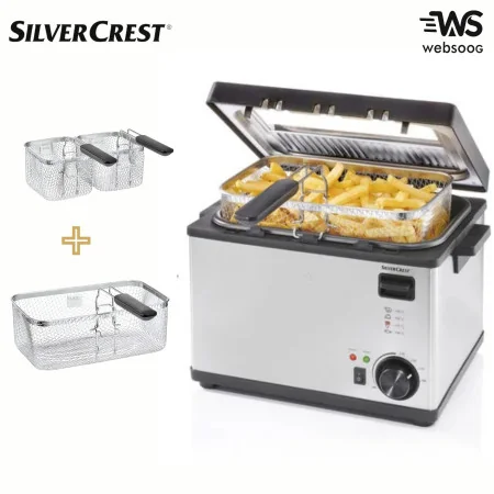SilverCrest Friteuse Inox 3 Paniers 4L 2000W DF3700-GS - Noir/Argent