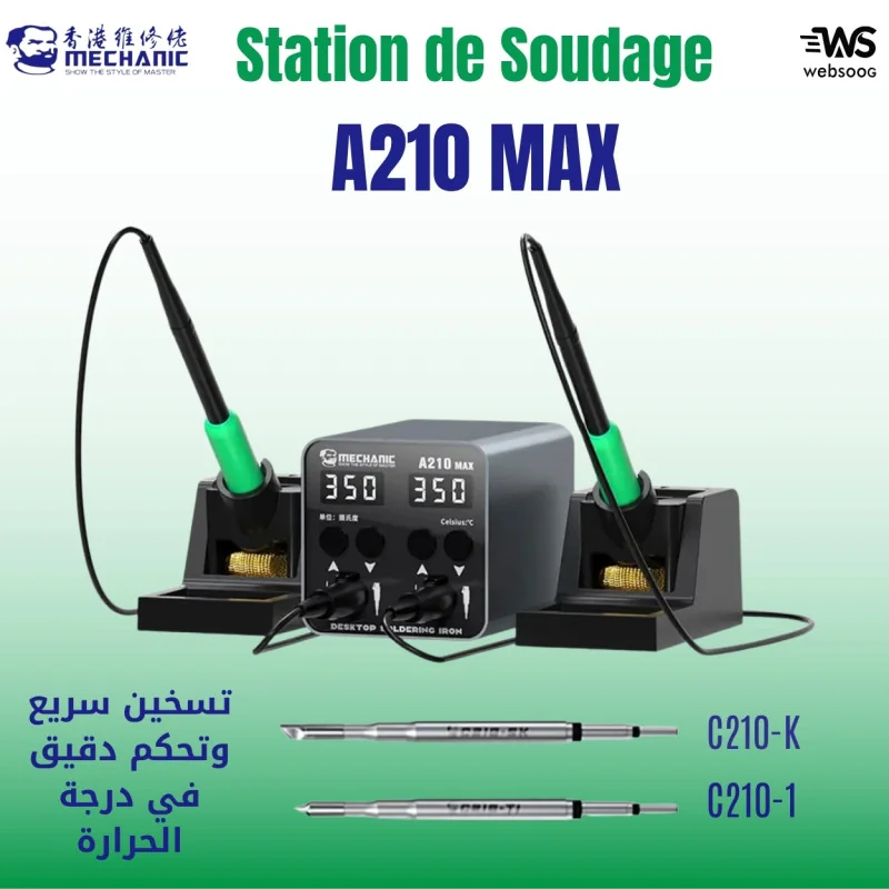 Station de Soudage MÉCANICIEN A210 MAX - Station de Réparation Mobile, Compatible C210 MDEO, Modèle de Bureau Innovant