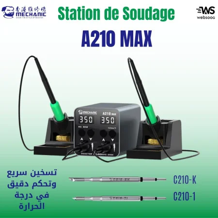 Station de Soudage MÉCANICIEN A210 MAX - Station de Réparation Mobile, Compatible C210 MDEO, Modèle de Bureau Innovant