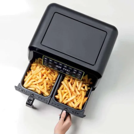 Friteuse à Air Double HEINRICH HFR-8214 9L 2400W Cuisson Saine et Rapide Contrôle Tactile Cuisson Indépendante et Synchronisée 3