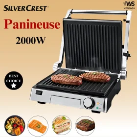 Panineuse SilverCrest 2000W - Modèle HRG1016 - Argenté.