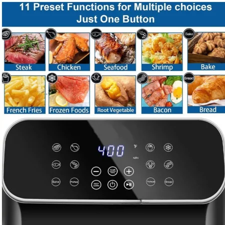 Friteuse Sans Huile SilverCrest Air Fryer 5.5L XL - Écran Tactile LED, 1700W - Modèle AF9214 Noir