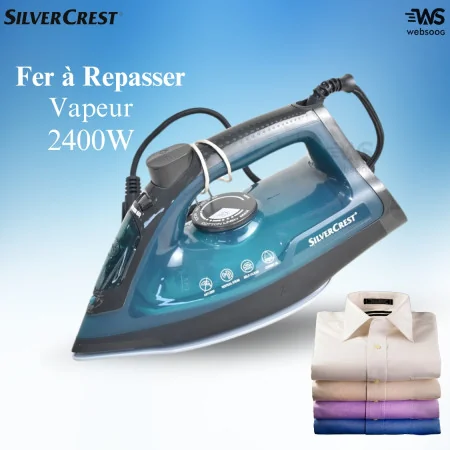 Fer à Repasser Vapeur SilverCrest - 2400W - Modèle EC3009-GS - Noir/Vert.
