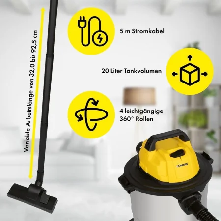 Aspirateur Eau et Poussière Boma BS6058CB - Inox/Jaune, Haute Performance, Capacité Étendue 2