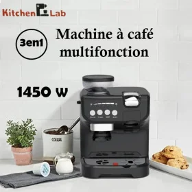 Machine à Café Multifonction 3en1 Kitchen Lab KL-CG5003 - 1450W, Compatible Café Moulu, Capsules et Dosettes