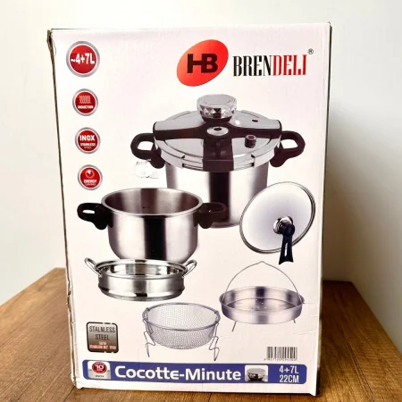 Cocotte minute Brendeli 4L + 7L (7 pièces) en Inox Polyvalence et Sécurité 2