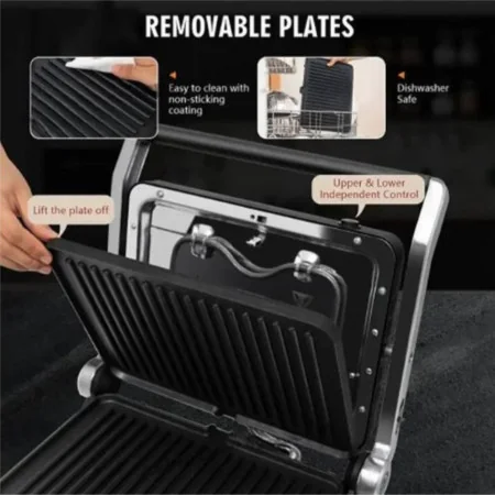 Grill & Panineuse SilverCrest GC5408A-CB - 1800W - Ouverture 180° - Polyvalence & Cuisson Rapide 2