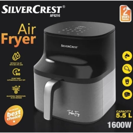 Friteuse à Air Multifonction SilverCrest AF9216 - 5.5L, 1600W, Écran Tactile LED 5