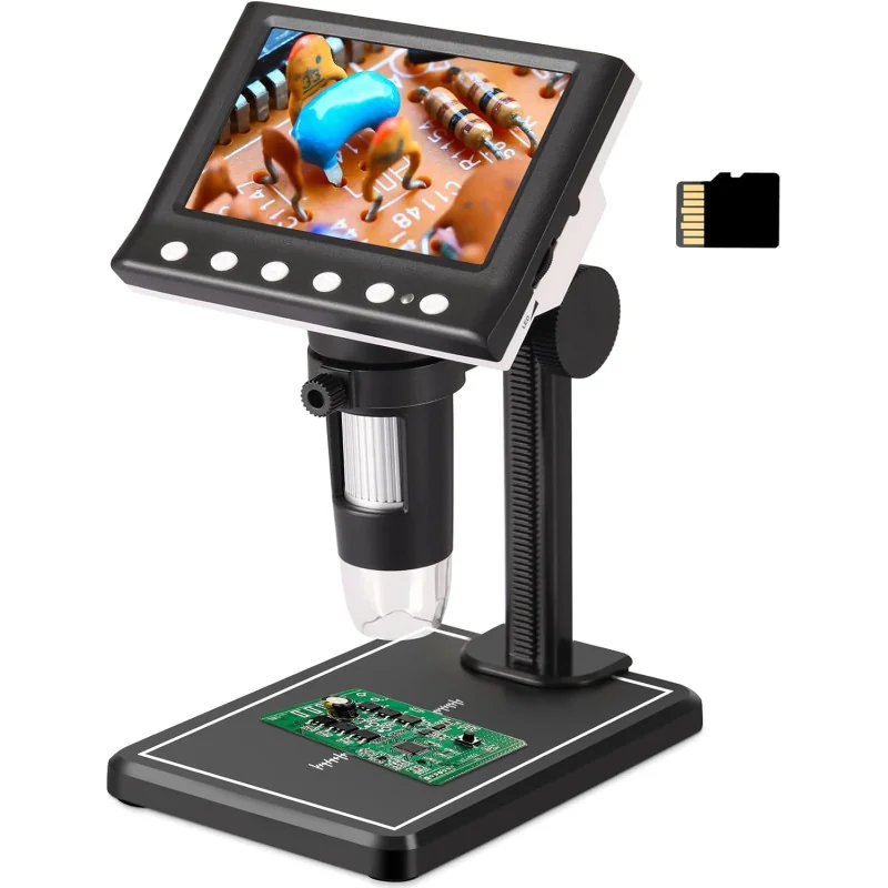 Microscope Numérique Koolertron Écran IPS 4,3 pouces, Grossissement 1X-1000X, 8 LED, Compatible PC G1000-N