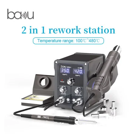 220V EU - Station de soudage 2 en 1, pistolet à Air chaud + fer à souder 8898 Mini 8586 - Bricolage
