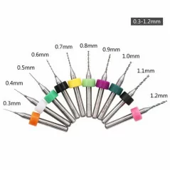 10Pcs 0,1mm 1,mm Drill Solid Tips For CNC