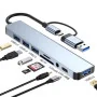 Adaptateur USB-C 8 en 1 Compatibilité BC1.2, Lecteur de Cartes Intégré, Hub Multiport
