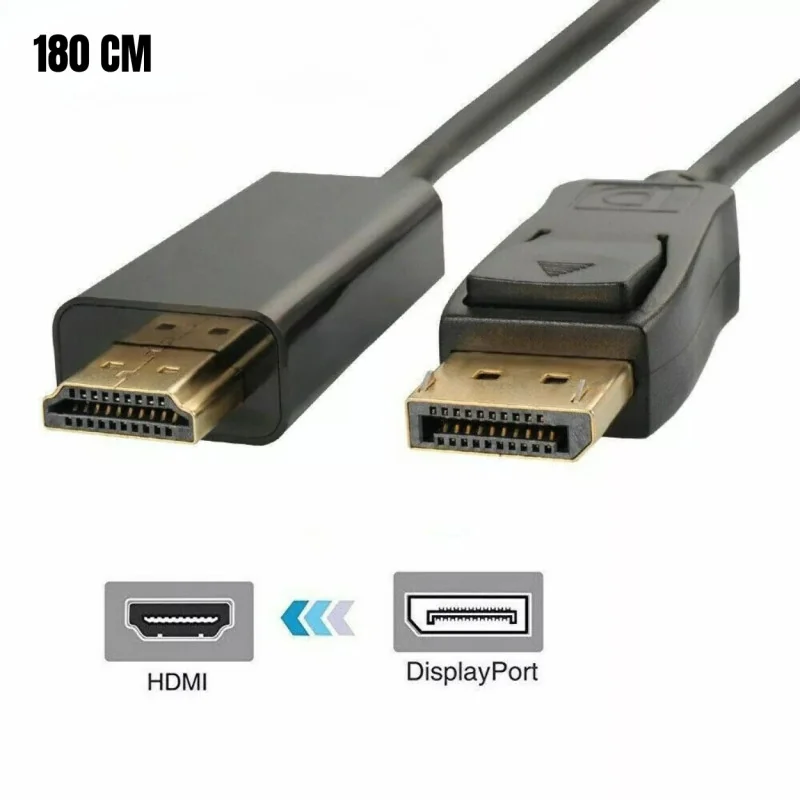 Cable DisplayPort vers HDMI - Adaptateur DP vers HDMI, Vidéo Haute Définition, 180CM