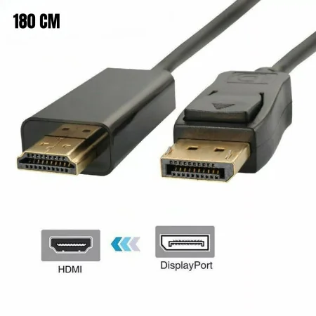 Câble DisplayPort vers HDMI - Adaptateur DP vers HDMI, Vidéo Haute Définition, 180CM