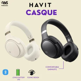 Casque Bluetooth Pliable HAVIT H630BT avec Microphone - Autonomie 36H, Bluetooth 5.3