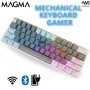 Clavier MAGMA FIORA 60% Blanc F61W - Switches Rouges, Bluetooth 3.0, 2.4G, Éclairage RGB