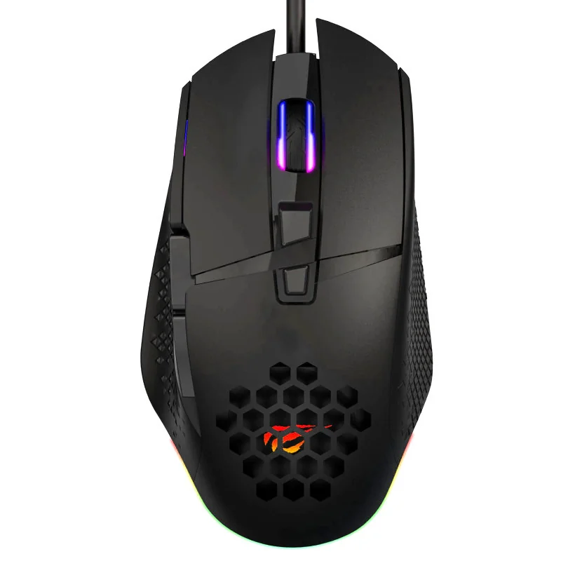 Souris Gamer HAVIT GAMENOTE MS1022 RGB - Design Alvéolé, 8 Boutons, 3200 DPI, Éclairage LED Personnalisable