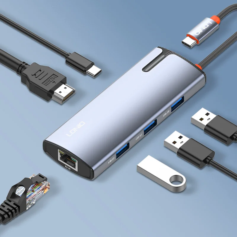 Station LDNIO ORGINAL (SIYOTEAM) DS-16H usine OEM 6 ports 1*HDMI-4K+1*RG45+3*USB 3.0 +1*PD