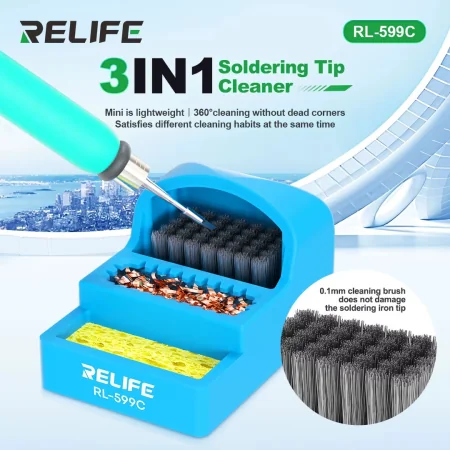 Nettoyeur de Pointe de Soudure 3-en-1 RELIFE RL-599C - Résistant aux Hautes Températures, Nettoyage 360°
