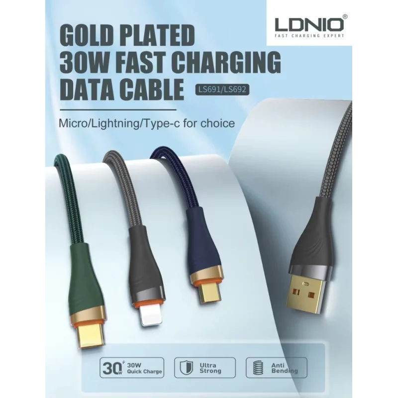 Câble LDNIO (SIYOTEAM) LS691 - Type-C USB, Charge Rapide et Synchronisation de Données