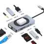 Adaptateur 9 en 1 Type-C avec Chargeur Sans Fil 15W - HDTV 4K, RJ45, VGA, USB, Audio et Lecteur de Carte