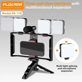 Trépied Vidéo Plokama PK-778 avec Rotule Fluide – Kit Professionnel pour Caméras et Smartphones