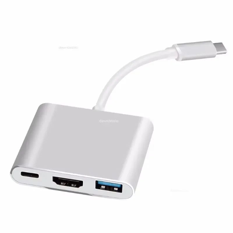 Adaptateur USB-C Vers HDMI 4K 3-en-1 - Avec Port USB 3.0 Et Charge Rapide PD 100W - Compatible MacBook, PC, Téléphone - Pour TV, Projecteur, Moniteur