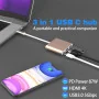 Adaptateur Type-C 3 en 1 USB-C vers HDMI 4K + USB 3.0 + Charge Rapide PD – Hub Intelligent pour MacBook et PC