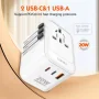Adaptateur de Voyage Universel SIYOTEAM Z9 - Multi-Prises UK/EU/US/AU avec 1x USB QC3.0 et 2x Type-C PD