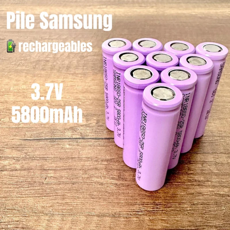 サンジ Pile Samsung 18650 3.7V 5800mAh – Version Copie, Capacité Non Réelle