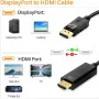 Cable DisplayPort vers HDMI - Adaptateur DP vers HDMI, Vidéo Haute Définition, 180CM -PROTECH-