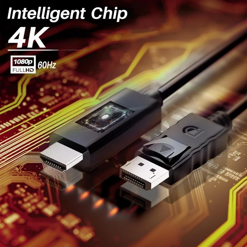 Cable DisplayPort vers HDMI - Adaptateur DP vers HDMI, Vidéo Haute Définition, 180CM