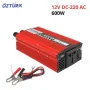 Convertisseur Onduleur OZTURK 12V vers 220V 600W/1000W avec Port USB 5V et 2 Câbles Inclus – DC/AC Haute Puissance