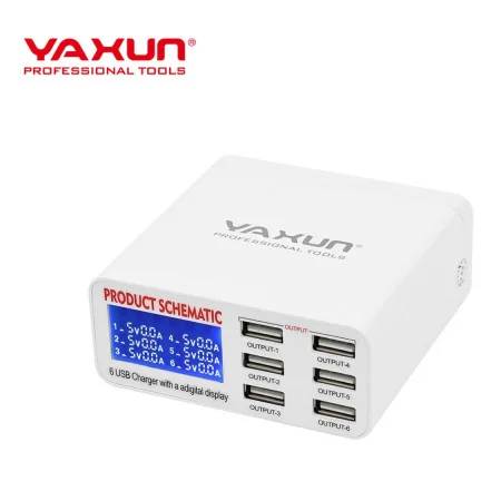 Chargeur Multi-Fonction YAXUN YX-899 6 Ports USB avec Affichage Digita
