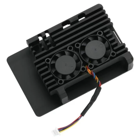 Black metal aluminum case with double fans for raspberry pi 5