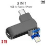 Flash Disque 3 en 1 2To – USB, Type-C, Lightning pour iPhone, Android et PC – Clé OTG Haute Capacité