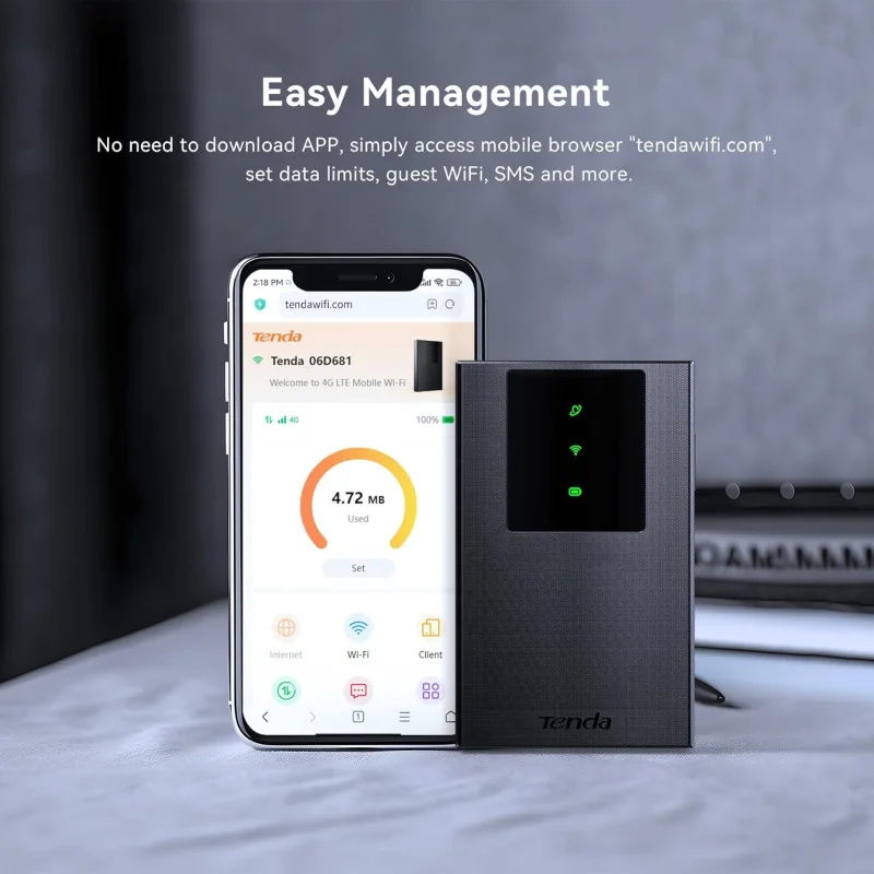 Modem 4G LTE Tenda N300 Mini – Routeur WiFi Portable avec Batterie Intégrée
