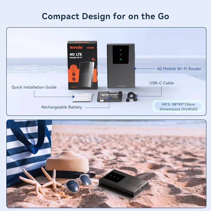Modem 4G LTE Tenda N300 Mini – Routeur WiFi Portable avec Batterie Intégrée