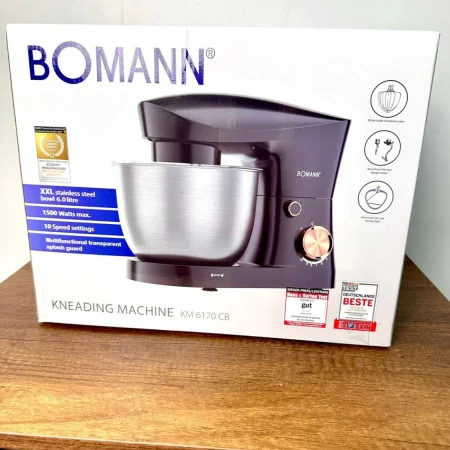 Pétrin BOMANN KM 6170 CB – Bol Inox 6L, 1500W, 8 Vitesses, Double Crochet Silver/Black 7