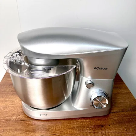 Pétrin BOMANN KM 6170 CB – Bol Inox 6L, 1500W, 8 Vitesses, Double Crochet Silver/Black 6