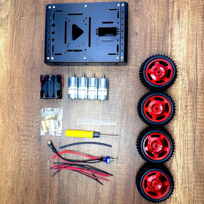 4 WD Smart Car Chassis 15KG 4 Gear motor Bearing (Silver) Aluminum Alloy