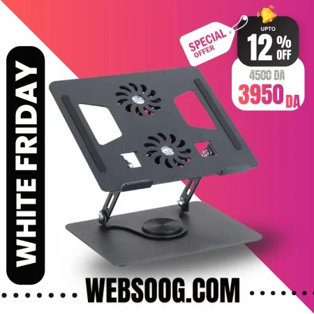 Support Refroidisseur pour Ordinateur Portable LAPTOP YL-906 avec Double Ventilateur Rotatif à 360 Degrés