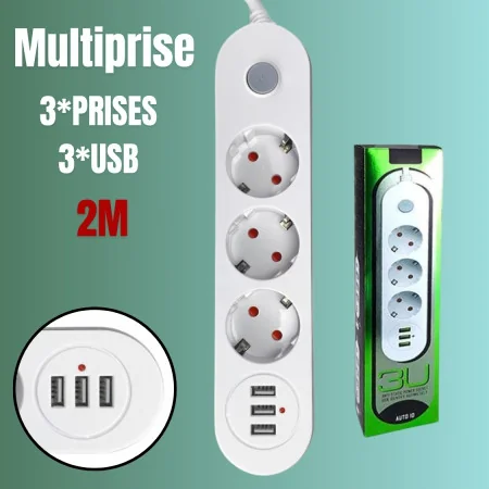 Multiprise 3U 3*PRISES 3*USB MODEL: 352