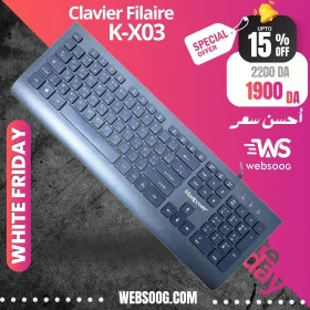 Clavier Filaire MAXIPOWER K-X03 – Connexion USB, Design Classique et Solide