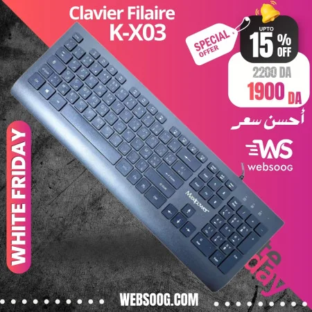 Clavier Filaire MAXIPOWER K-X03 – Connexion USB, Design Classique et Solide