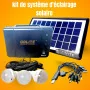 kit de système d'éclairage solaire portable GDLITE GD-8006A avec éclairage à ampoules LED et sortie usb
