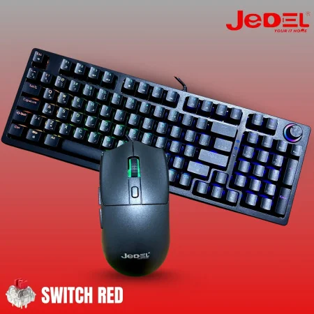 Combo clavie & Souris JEDEL CKL114 SWITCH RED BLACK/WHITE