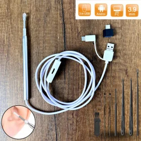 Caméra Endoscope Oreille HD 3-en-1 USB – Étanche, 3.9mm silver S-MCR67